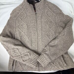 Vintage Style Grandpa Core Sherpa Lined Knit Zip Jacket Hawke & Co  XL